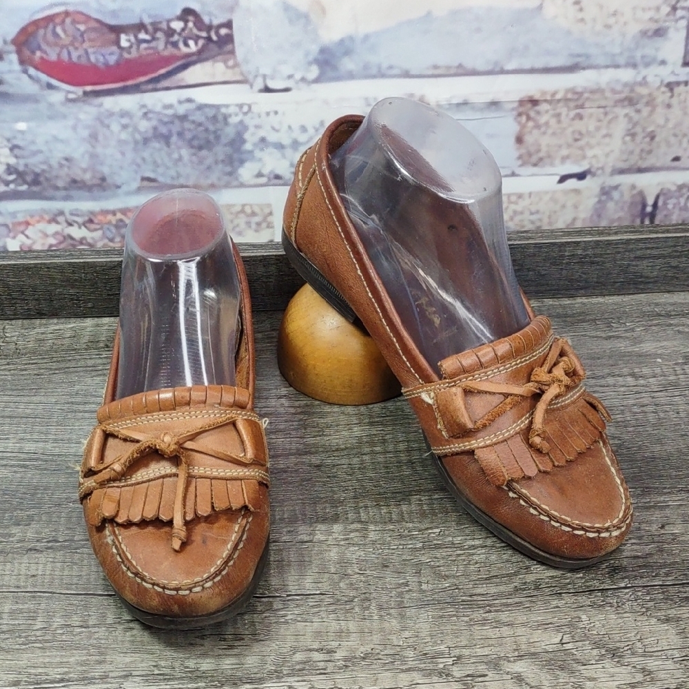 Ipanema Brown Moccasin Flats with Kiltie Fringe